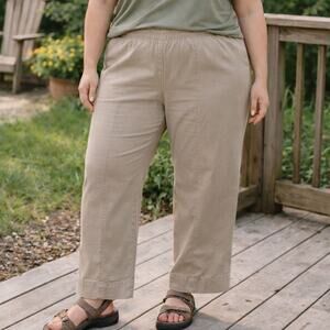 Duluth Trading Co. Women’s Plus Size 18 Regular Wide Leg Pull-On Pants Khaki